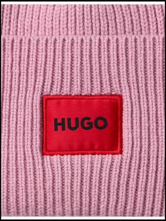 Ribbed Knit Beanie Hat with Woven Logo - Pull-On Style main image 6